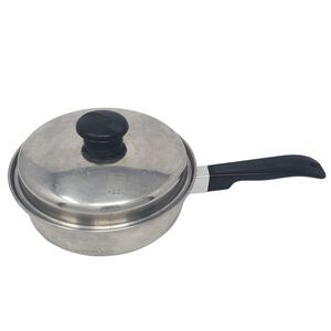 Kitchen Craft Skillet 7.5” 3 ply Multi-Core Stainless Steel + Lid Made USA 1.5Qt